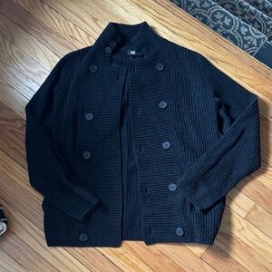 H&M Dark Knit Double-Breasted Cardigan